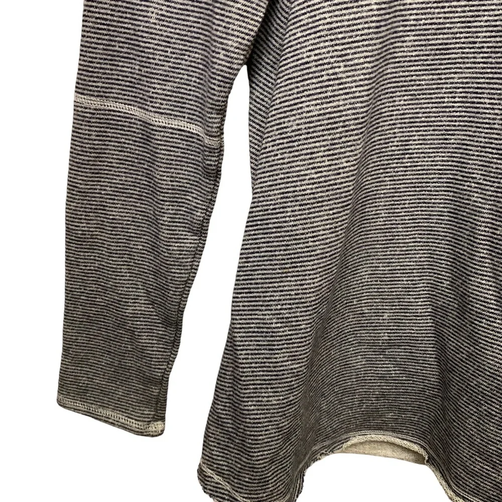 Free People Lace Up Thermal Top Boho Knit Pullover Long Sleeve Gray